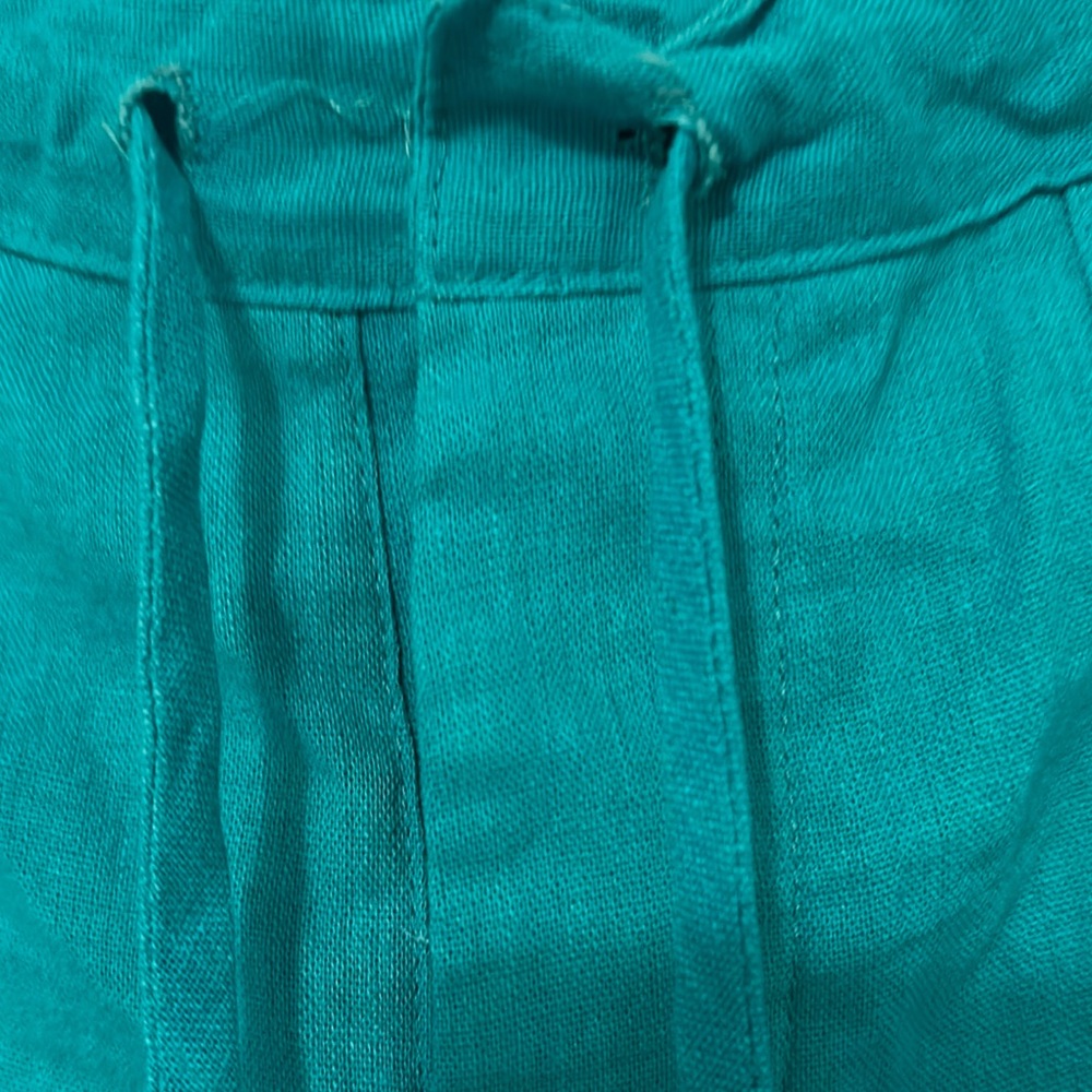 Green Wide Leg Cropped Pants Relaxed Fit - Picture 3 of 5